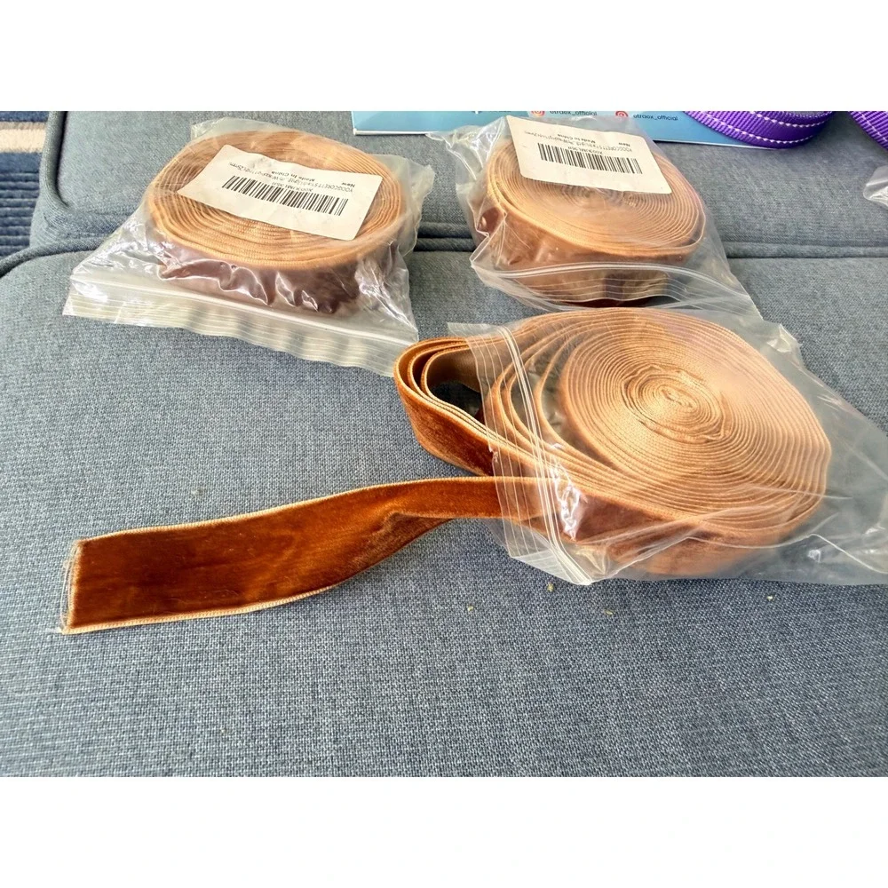 Yoogcorett‎ Velvet Ribbon 3 Rolls 15 Yards Copper 1